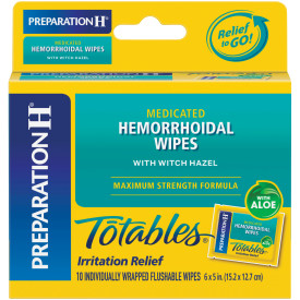 Preparation H Totables Irritation Relief Medicated Wipes 10 Ind Wrapped Wipes    48/CS  