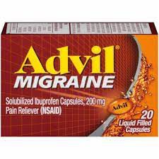 Advil Migraine Pain Reliever 200mg Liquid Filled Capsule 20ct Dozen 72/CS