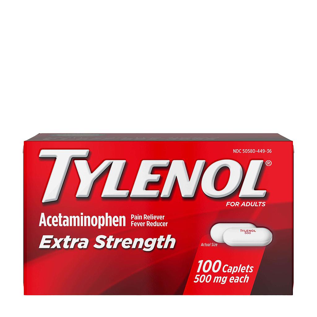 Tylenol EX Strength 500mg, 100ct Bottle 48/CS